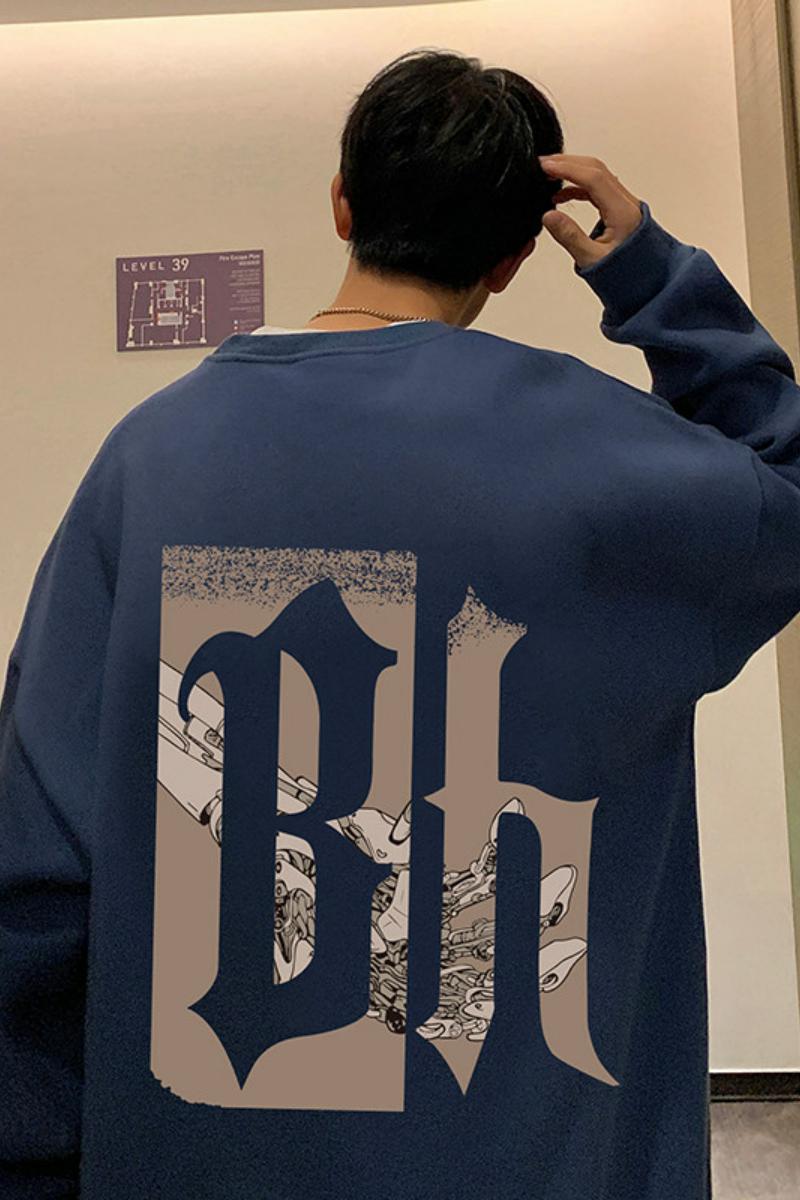 W525FP35加绒45卫衣男宽松长袖外套重磅休闲圆领无帽外套,男装卫衣,星座304A