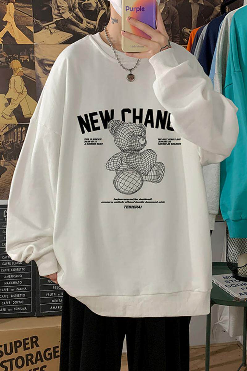 W337P35新款卫衣男宽松无帽外套休闲打底小熊上衣服,男装卫衣,星座304A