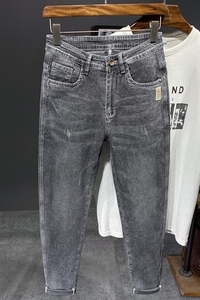 XZ304B-2-KT877P68新品简约高弹修身牛仔裤灰色休闲裤,夏季 男士 皮鞋搭配图片