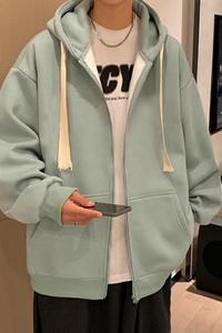 H175加绒FP65秋冬新款oversize60%棉加厚加绒连帽开衫卫衣外套男图片