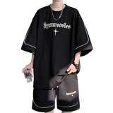 抖音TZ007FP32TZ008FP40新款运动套装大码薄款短裤T恤两件套，男装休闲套装，星座304A