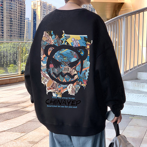 W336FP35加绒45新款卫衣男长袖t恤套头情侣外套休闲宽松上衣服图片
