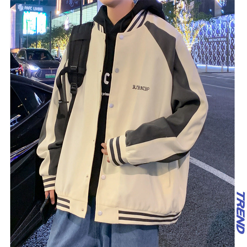 H128P65新款港风棒球服男美式飞行员夹克宽松外套图片