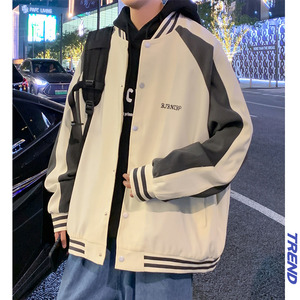 H128P65新款港风棒球服男美式飞行员夹克宽松外套图片