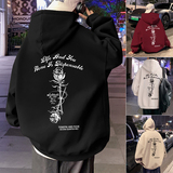 M021FP60新款玫瑰印花情侣卫衣连帽外套宽松休闲套头帽衫，男装卫衣，星座304A