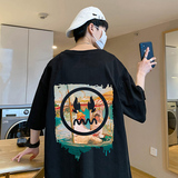 XZ304A-ST595A新款潮牌短袖t恤男ins圆领青少年夏季卡通潮流，男装T恤，星座304A