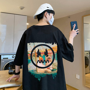 XZ304A-ST595A新款潮牌短袖t恤男ins圆领青少年夏季卡通潮流图片