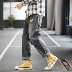 牛仔裤橘色贴标束脚大码XZ304B-2-K917P50图片