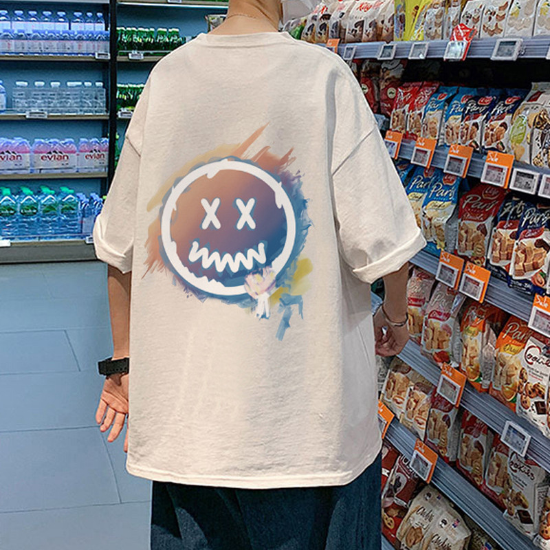 XZ304A-ST525C新款笑脸短袖t恤男潮牌潮流,男装T恤,星座304A