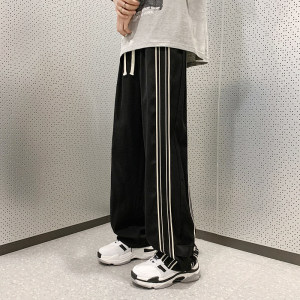 K882FP48新款条纹工装裤子男美式高街垂感运动直筒潮牌宽松图片