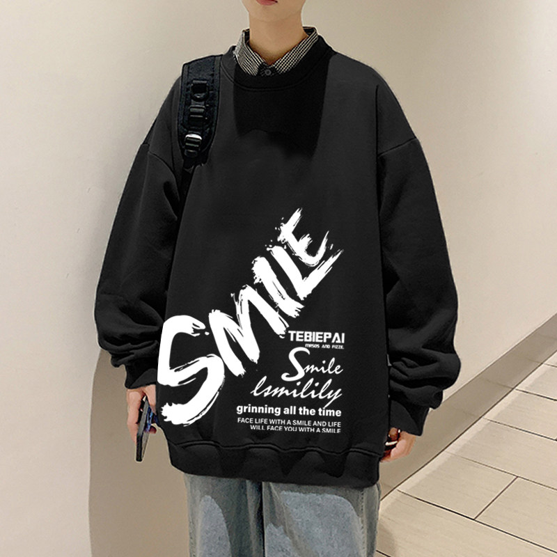 W519P35新款宽松圆领套头男士卫衣字母印花休闲外套，男装卫衣，星座304A