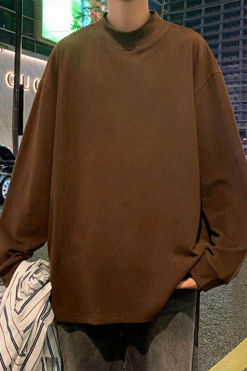 半高领长袖卫衣男款春秋季美式休闲纯色德绒内搭青少年大码打底衫,男装T恤,星座304A