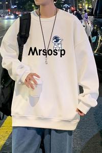 W369P35加绒45新款无帽卫衣男美式套头内搭打底衣服圆领外套t图片