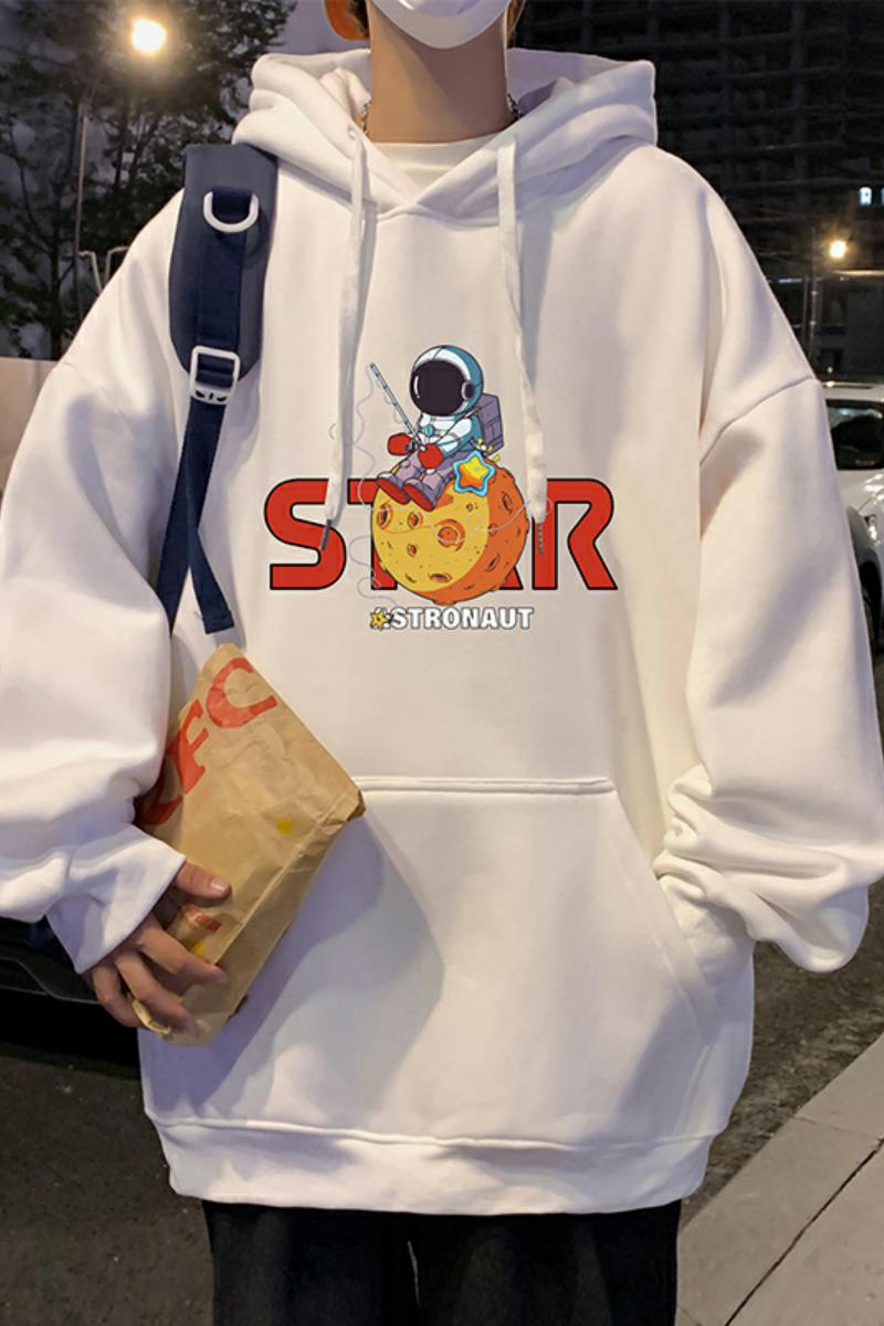M010加绒C新品卡通印花连帽卫衣男外套潮流套头帽衫上衣,男装卫衣,星座304A