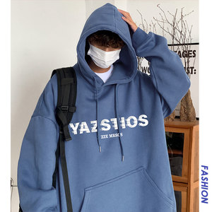 M007加绒CP55新品连帽卫衣男嘻哈宽松潮流上衣服情侣帽衫加绒外套图片