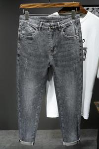 简约小脚牛仔裤弹力高棉灰色立体刺绣休闲裤XZ304B-2-KG372P68图片