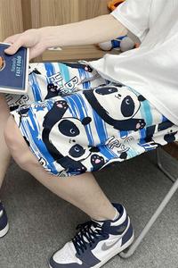 XZ304A-DC夏季熊猫印花冰丝短裤男沙滩裤潮居家裤图片
