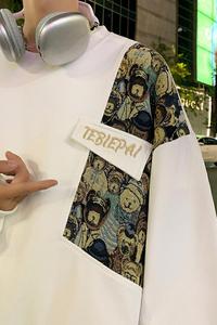 wassup happy国风小熊刺绣圆领卫衣男春秋季潮牌宽松慵懒休闲外套图片