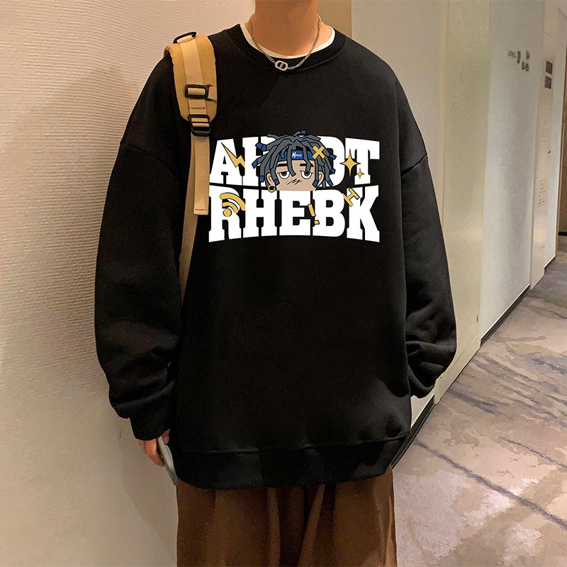 W535FP35新款立体发泡工艺重磅圆领卫衣男字母人物印花宽松休闲外,男装卫衣,星座304A