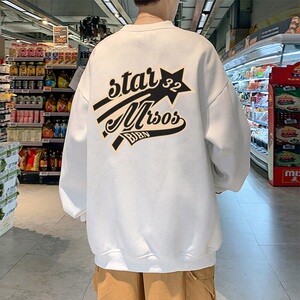 W520P35新款宽松卫衣男嘻哈长袖落肩潮牌hiphop高街上衣服图片