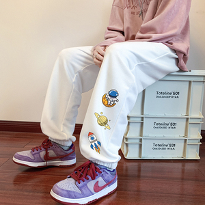 K831P45新款休闲裤男卫裤宽松束脚长裤男士松紧腰运动裤
