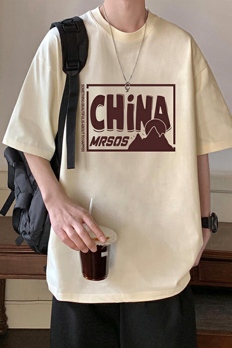 T682FP26新款重磅t恤男休闲半袖宽松潮流男装短袖纯棉上衣,男装T恤,星座304A