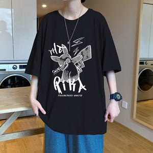 XZ304A-ST573BCP25新款短袖t恤男皮卡丘印花潮牌宽松半袖港风潮流图片