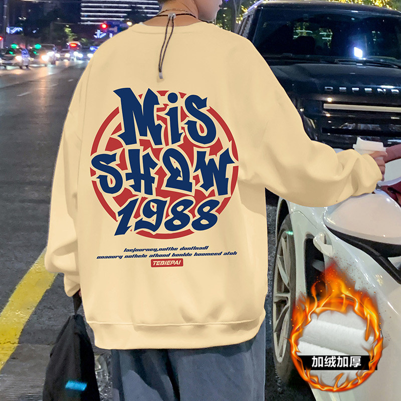 W507C加绒45新品加绒卫衣加厚打底衫圆领男外套图片