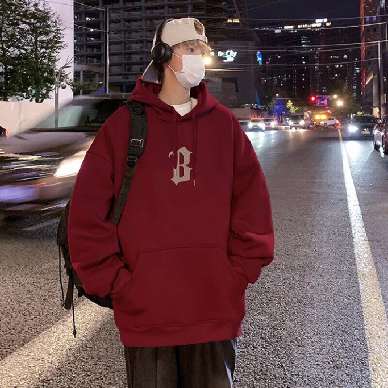 M003FP60加绒65新款100%全棉重磅套头宽松情侣外套休闲连帽卫衣，男装卫衣，星座304A