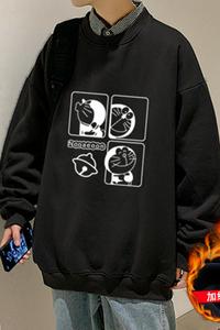 W333加绒C薄款35新品加绒加厚卫衣男长袖卡通加厚外套