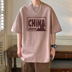 T682FP26新款重磅t恤男休闲半袖宽松潮流男装短袖纯棉上衣图片