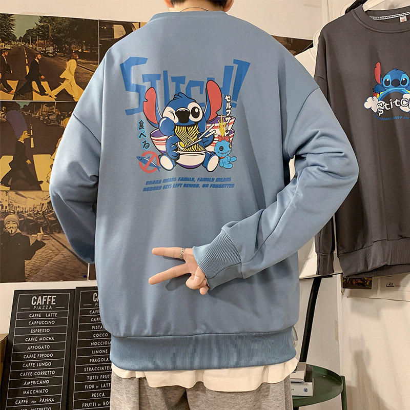 304A-W225P35新款春男士卫衣港风史迪仔长袖打底内搭休闲图片