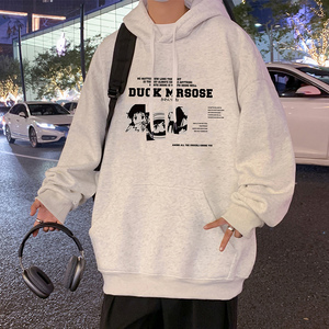 CM083FP60新款重磅纯棉宽松连帽上衣oversize卫衣休闲帽衫图片