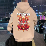 CM061加绒FP65新款纯棉卫衣休闲保暖帽衫龙狮印花加绒连帽外套，男装卫衣，星座304A