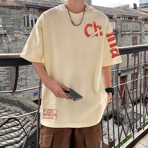 T679DP26夏季潮短袖t恤男纯棉打底衫白色半袖潮牌体恤上衣服图片