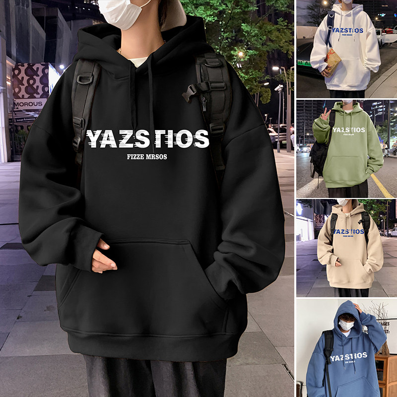 M007加绒C新品连帽卫衣男加绒加厚美式帽衫高街情侣潮流外套,男装卫衣,星座304A