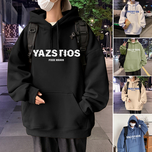 M007加绒C新品连帽卫衣男加绒加厚美式帽衫高街情侣潮流外套,寸头的穿衣搭配成熟图片