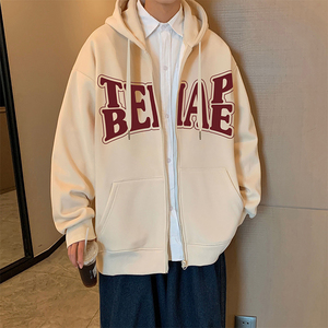 H176加绒C新品高街加厚加绒卫衣男连帽外套图片