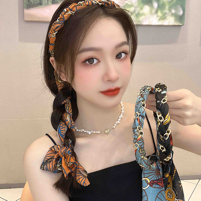 复古气质花纹飘带发箍防滑发绳