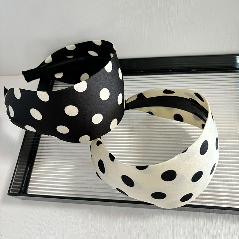 发箍高颅顶圆点宽边头箍百搭波点复古气质发饰高级感轻奢发卡女