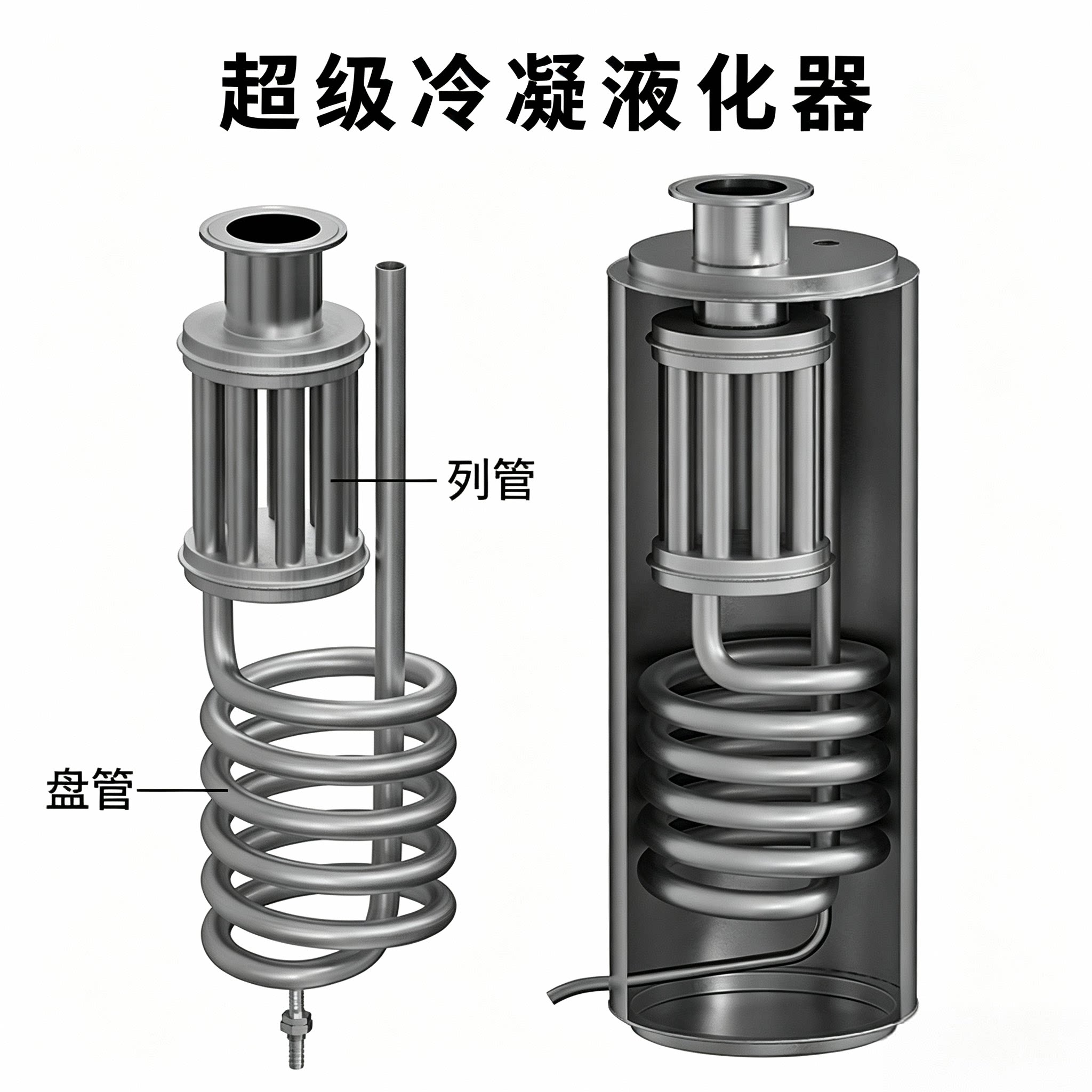 酿哥冷凝器热交换器蒸酒器冷却器蒸馏家凝结液化食品级不锈钢商用
