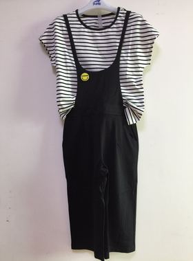 七波辉童装B32250两件套正品女童套装夏季新款背带裙短裤T恤短袖