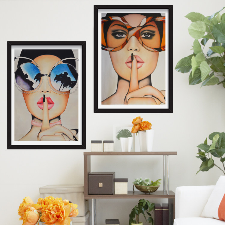 现代简约客厅装饰画时尚眼镜店人物酒店床头美容院壁画服装店墙画