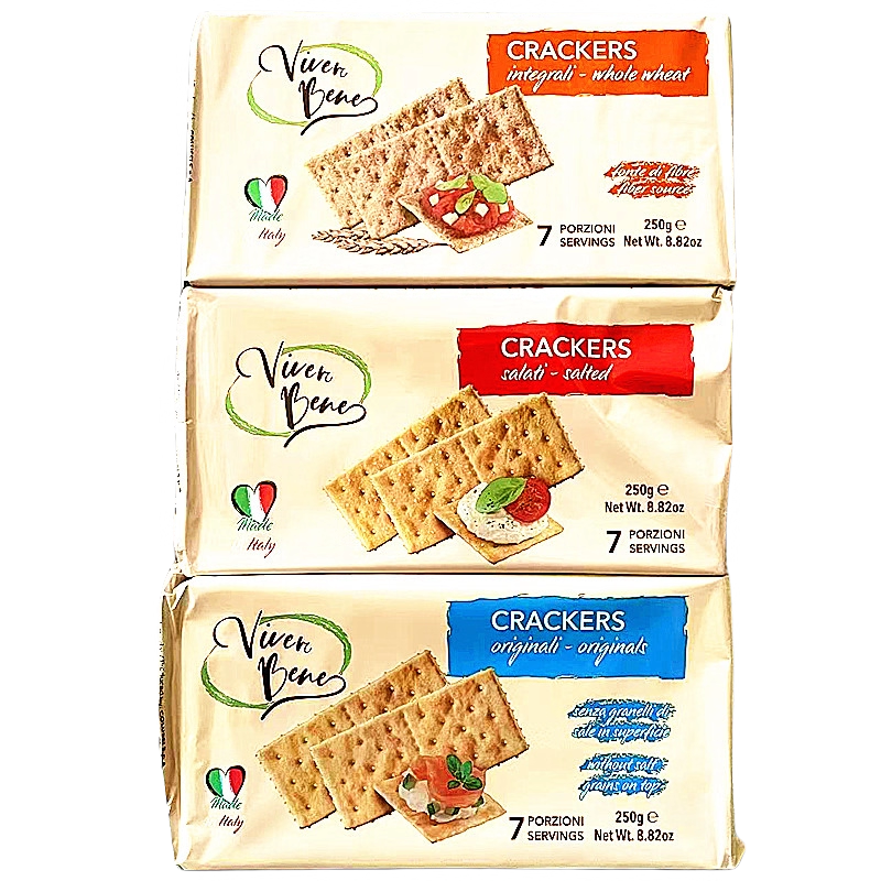 Vivere Bene Crackers意大利味贝尼全麦苏打饼干200g咸味发酵饼干
