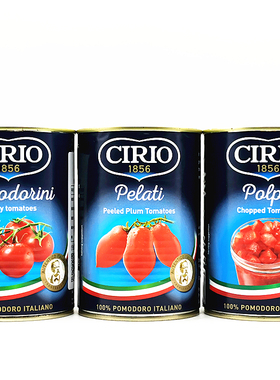 Cirio Polpa Tomatoes茄意欧去皮番茄披萨意面番茄酱碎西红柿罐头