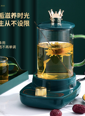 玻璃杯烧水电热杯55°恒温杯分体家用煮粥杯泡茶杯煮水杯礼品赠品
