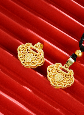 古法传承中式祥云花丝锁项链仿黄金吊坠男女福气不掉色国潮风爆款