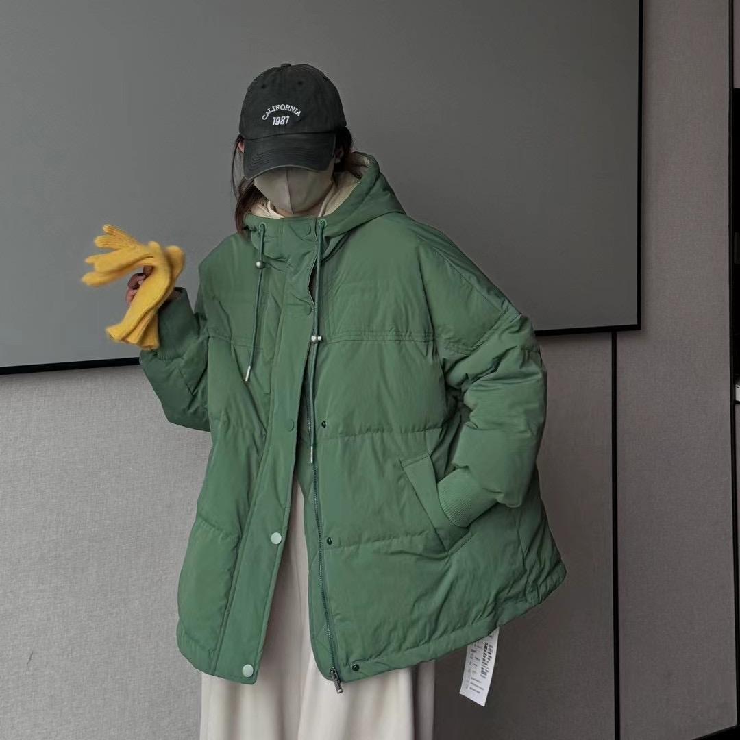 连帽宽松大版羽绒服中长款
