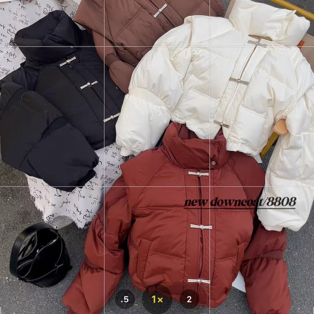 特价流行坊8808磁吸扣短款立领羽绒服白鸭绒面包服短外套女装冬