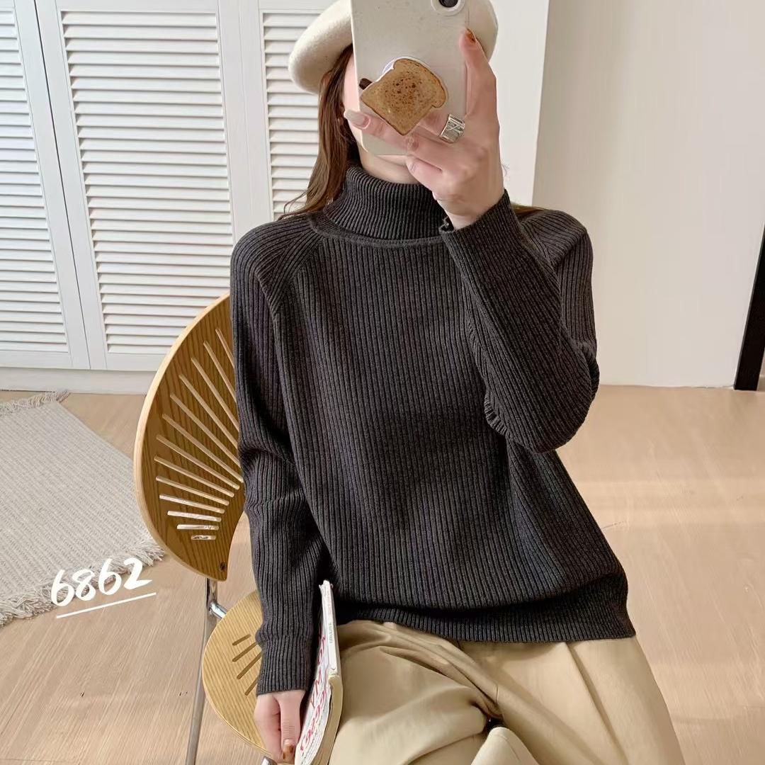 特价6862高领毛线衣纯色百搭基础短款羊绒打底衫上衣女装冬新款潮
